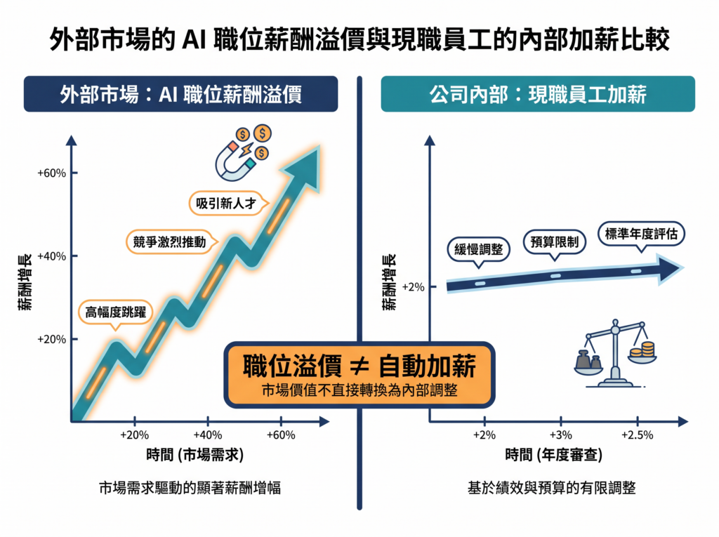 AI 職位薪酬溢價與現有員工內部加薪是兩個不同概念