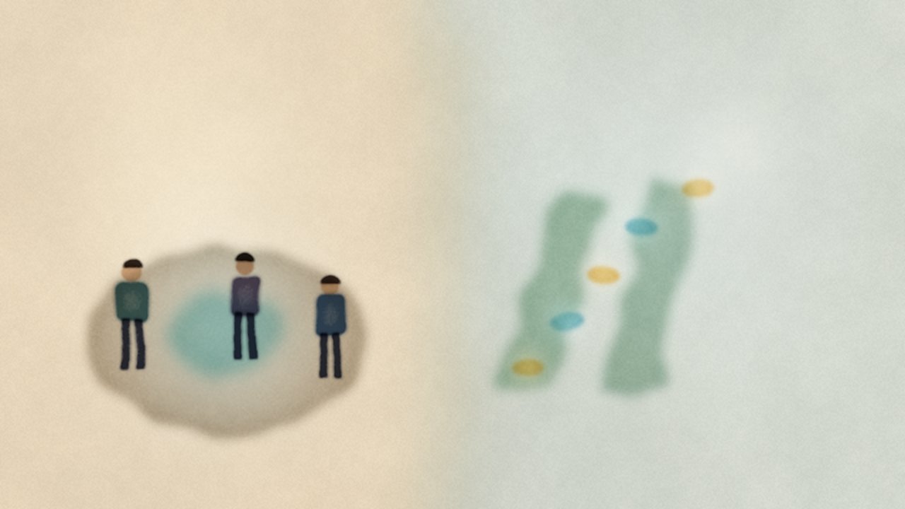 Figure: Left — collaborative curation of shared training data; right — agentic pathways advancing through checkpoints under human oversight — editorial illustration, no text or logos; not an actual system or forum photo.