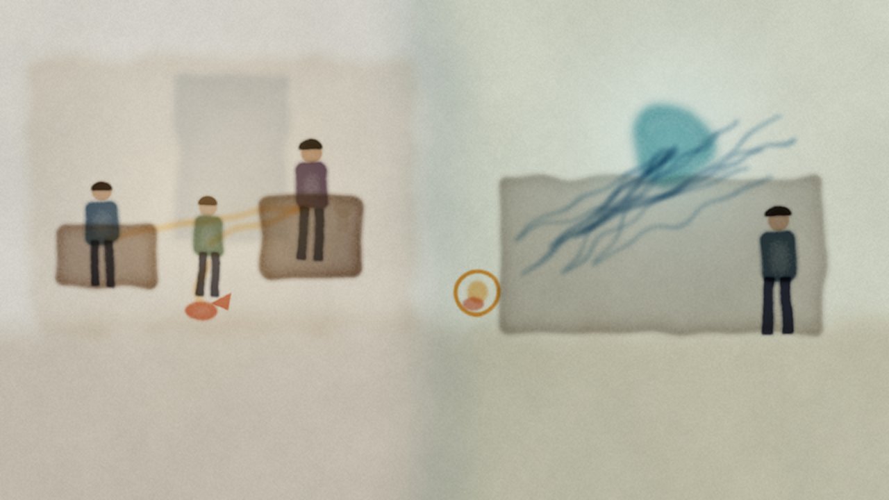 Figure: On the left, people read cause, space and social cues from an everyday scene at a glance; on the right, a model reasons at length yet still misses the decisive detail—an editorial contrast between human intuition and multimodal models (illustration only — no text or logos; not actual benchmark screens).